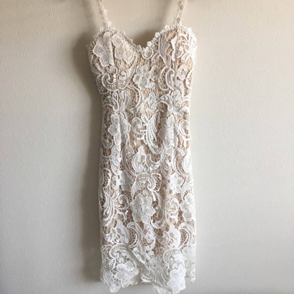 Crochet Lace Bustier Midi Dress